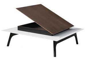 contemporary coffee table / wooden / rectangular / with storage compartment