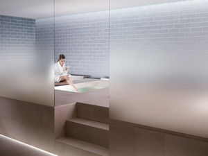 glass partition wall panel / decorative / polished / progressive