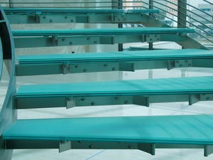 float glass glass panel / for steps / non-slip / translucent