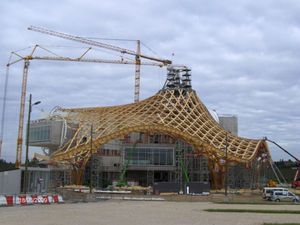 wooden roof framing / curved / prefab