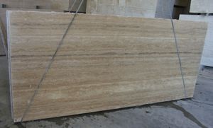 travertine stone slab / polished / brushed / sandblasted