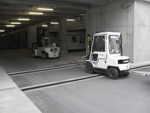 public space drainage channel / polypropylene / fiber-reinforced concrete / with grating