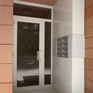 entry door / swing / wooden / aluminum