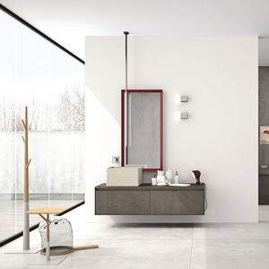 wall-hung washbasin cabinet / oak / contemporary / kit
