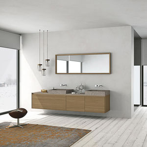 double washbasin cabinet / wall-hung / oak / contemporary