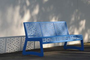 public bench / contemporary / stainless steel / with backrest