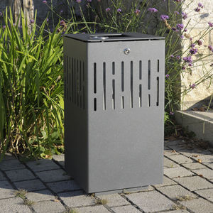 public trash can / stainless steel / contemporary / with built-in ashtray