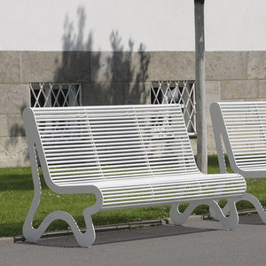 public bench / contemporary / stainless steel / with backrest