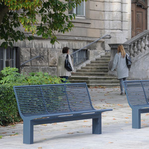 public bench / contemporary / stainless steel / with backrest