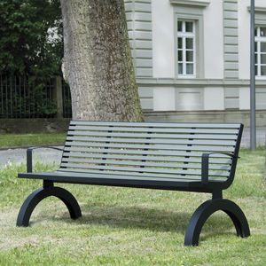 public bench / traditional / aluminum / stainless steel