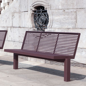 public bench / contemporary / stainless steel / with backrest
