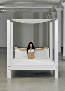 double bed / canopy bed / contemporary / wooden