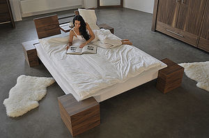 floating bed / double / original design / wooden