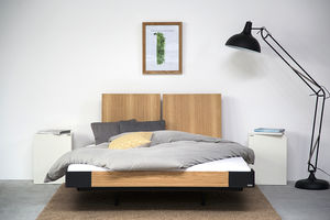 double bed / floating / contemporary / wooden