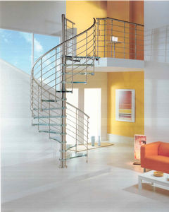 circular staircase / glass steps / metal frame / without risers