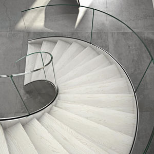 helical staircase / wooden steps / metal frame / without risers