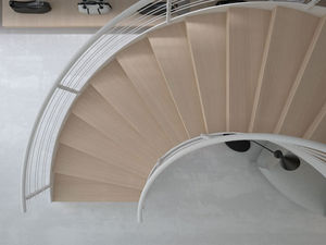 helical staircase / metal frame / wooden steps / with risers