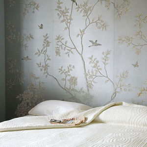 traditional wallpaper / silk / floral / handmade