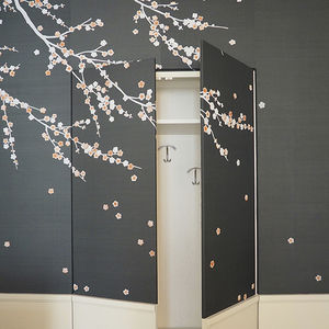 traditional wallpaper / silk / chinoiserie / handmade