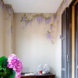 traditional wallpaper / silk / chinoiserie / handmade