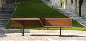public bench / contemporary / wooden / cast iron