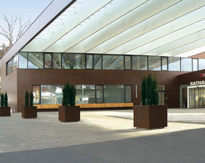 metal planter / square / contemporary / for public spaces