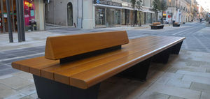 public bench / contemporary / solid wood / steel