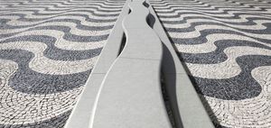 original design bench and table set / contemporary / steel / concrete