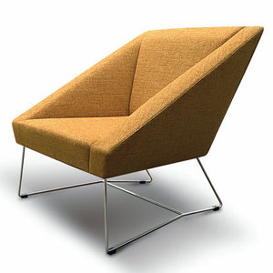 contemporary armchair / polyester fiber / sled base