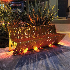 public bench / original design / steel / with backrest