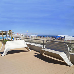 public bench / original design / composite material / with backrest