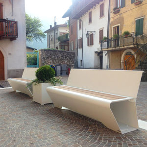 public bench / contemporary / galvanized steel / in WPC
