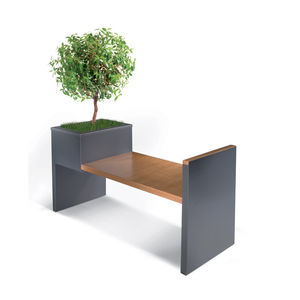 public bench / contemporary / wooden / galvanized steel