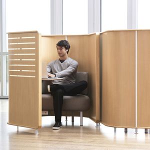 floor-mounted office divider / wooden / modular