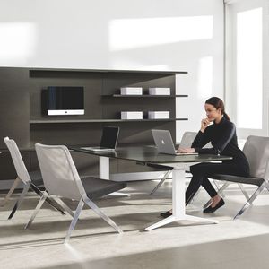 contemporary boardroom table / wooden / metal / rectangular