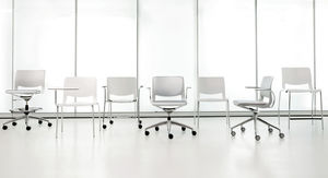 contemporary chair / with armrests / stackable / swivel