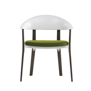contemporary chair / upholstered / with armrests / wood