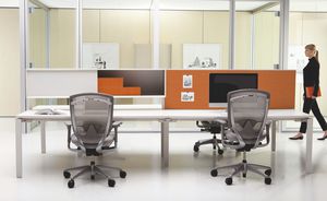 workstation desk / wooden / metal / contemporary