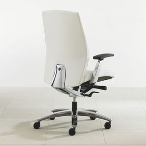 contemporary office armchair / aluminium / leather / on casters