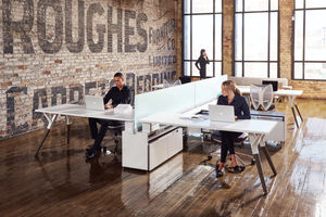 workstation desk / wood veneer / metal / laminate