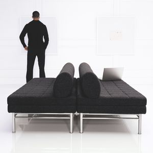 contemporary upholstered bench / fabric / leather / for public buildings