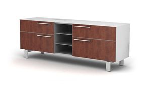 low bookcase / contemporary / for offices / wooden