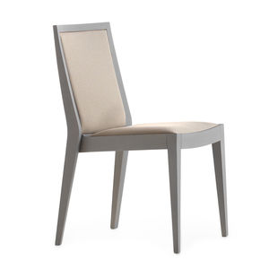 contemporary restaurant chair / upholstered / stackable / solid wood