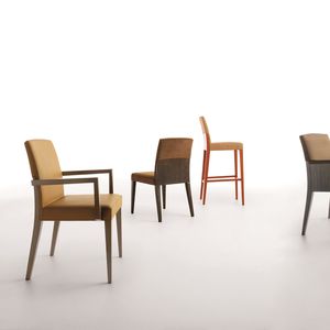 contemporary chair / upholstered / fabric / solid wood