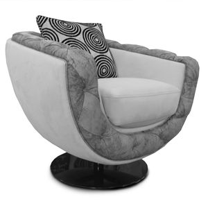 Art Deco armchair / fabric / leather / swivel