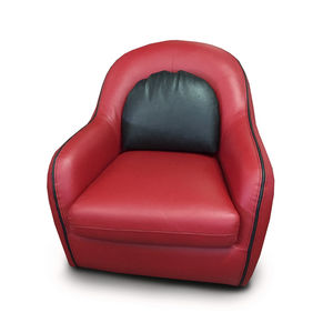 contemporary armchair / fabric / leather / gray