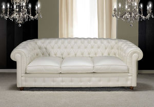 Chesterfield sofa / leather / 3-seater / white