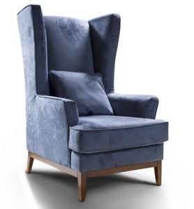 traditional armchair / fabric / leather / wooden