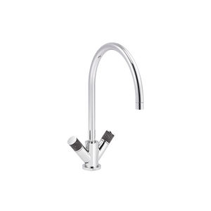 free-standing double-handle mixer tap / chromed metal / kitchen / 1-hole