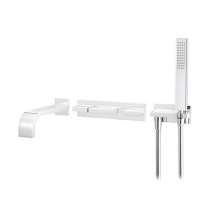 double-handle shower mixer tap / for bathtubs / built-in / nickel